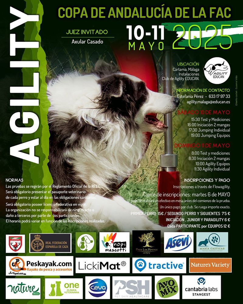 Este fin de semana se disputa en Cártama la Copa Andalucía de Agility 2025