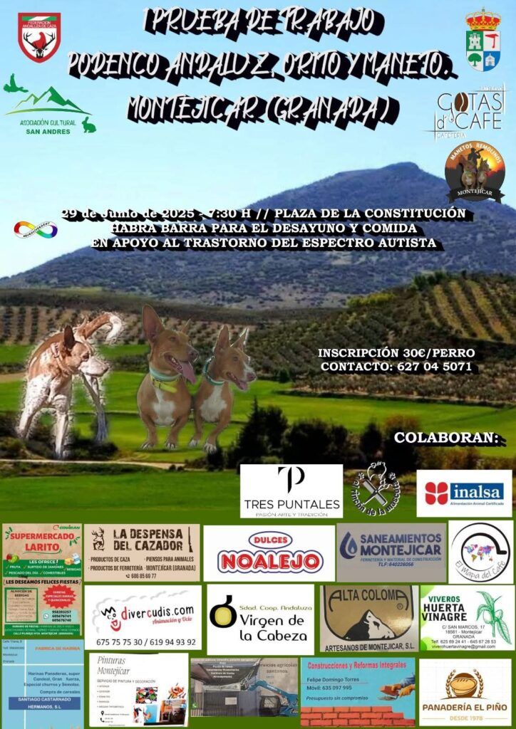 Montejícar acoge este domingo su I Prueba de Trabajo para Podenco Andaluz, Maneto y Orito