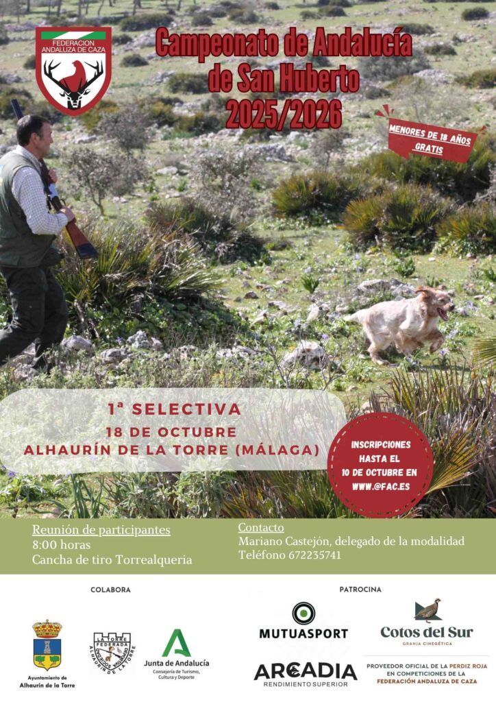 Alhaurín de la Torre dará el pistoletazo de salida al Campeonato Andaluz de San Huberto 2025/26