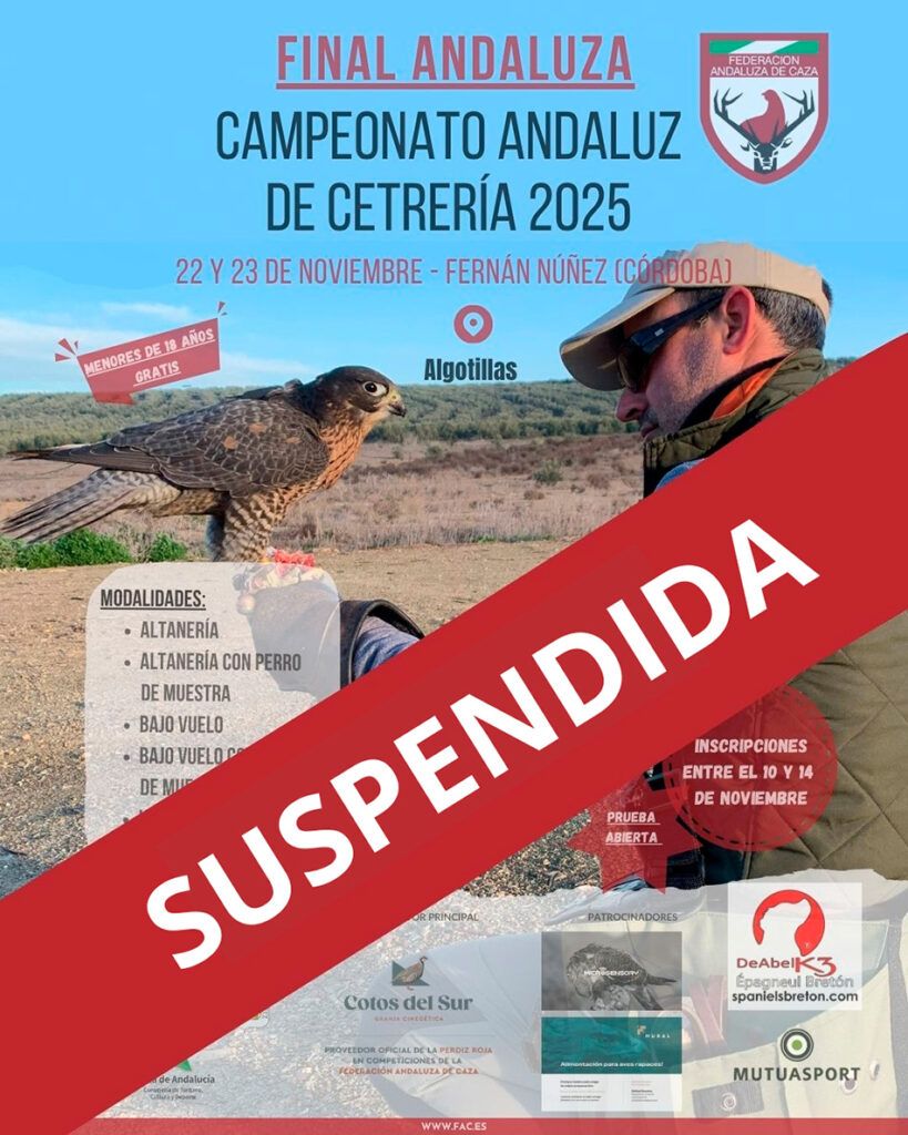 Suspendida la Final del Campeonato de Andalucía de Cetrería 2025