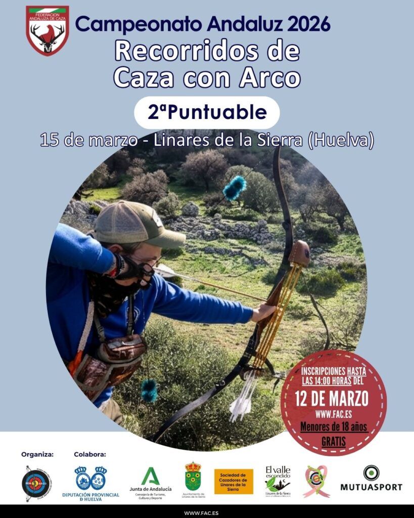 Linares de la Sierra (Huelva) acogerá la 2ª Puntuable de Recorridos de Caza con Arco, que ya tiene inscripciones abiertas