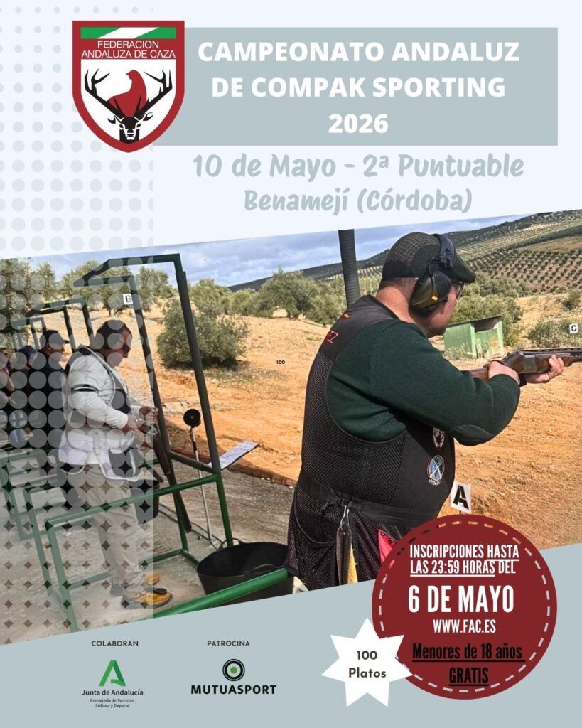 Inscripciones abiertas para la 2ª Puntuable de Compak Sporting, que se celebra el 10 de mayo en Benamejí