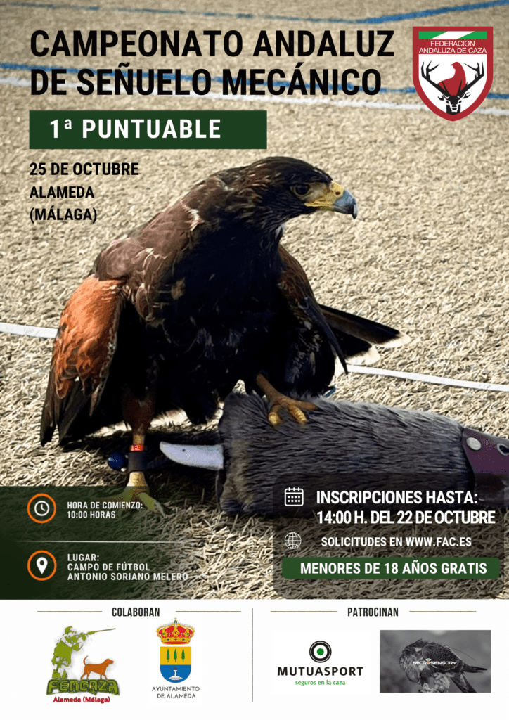 Inscripciones abiertas para la 1ª Puntuable del Campeonato Andaluz de Cetrería de Señuelo Mecánico 2026